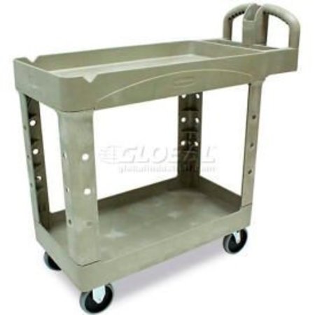 Rubbermaid Commercial Rubbermaid Heavy Duty Plastic Tray Top Utility Cart, 2 Shelf, 39Lx18W, 5 Casters, Beige FG450088BEIG